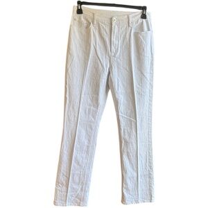 DG2 by Diane Gilman white jeans bling back pockets ramie cotton poly spandex  10